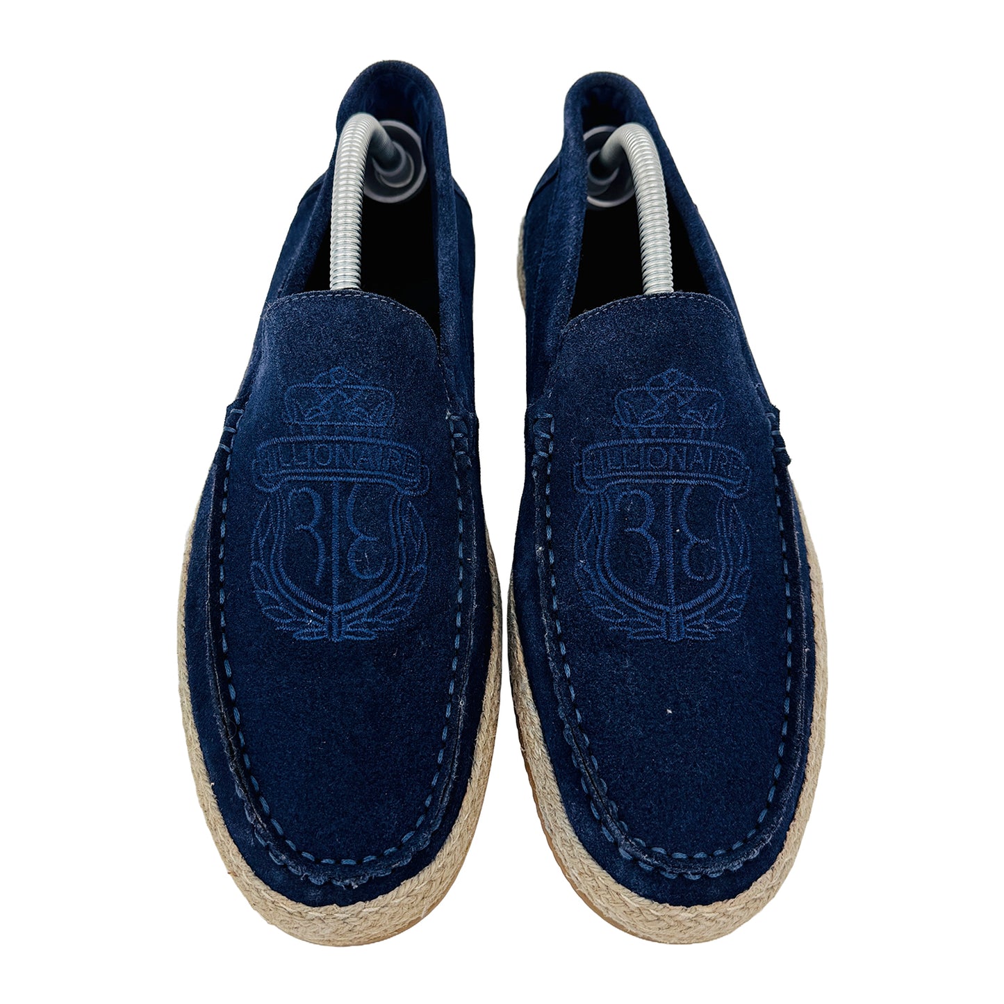 Billionaire Crest Navy Blue Moccasin Shoes (Size 42/42.5)