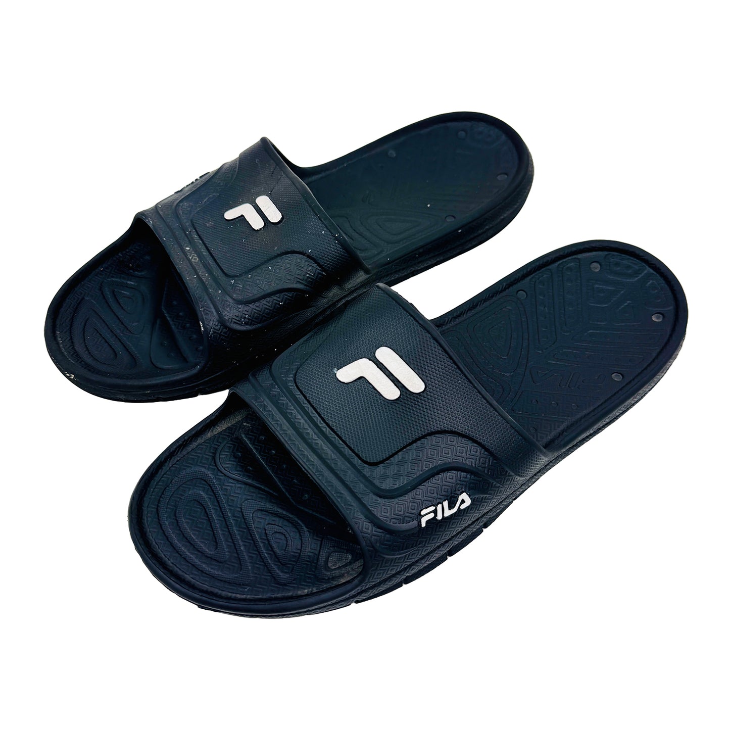 Fila Men's Sleek Black Slides (Size 45/46)