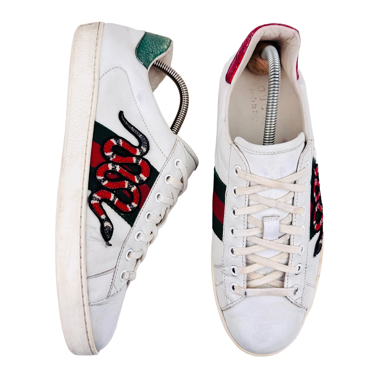 Gucci Men's Ace Embroidered Snake Shoes (Size 43/43.5) - 456230