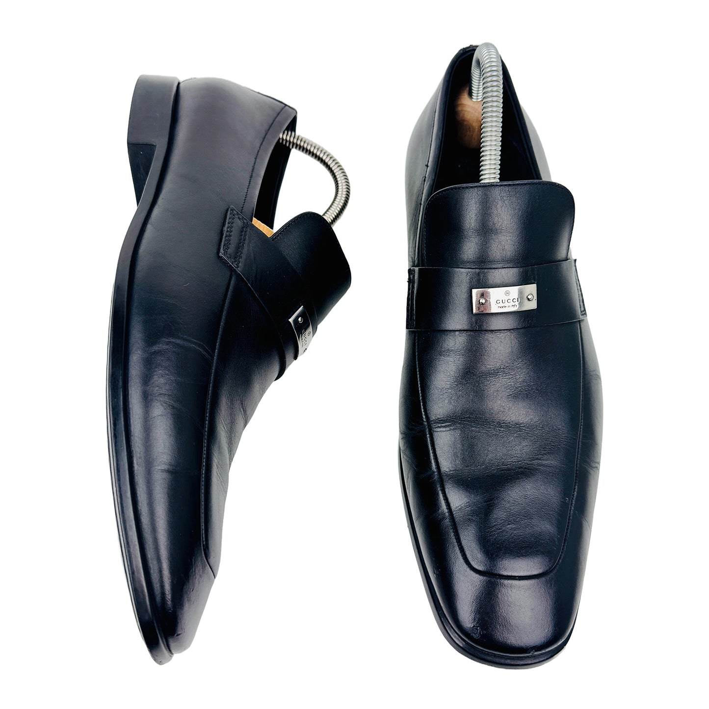 Gucci Metal Logo Detail Black Loafers (Size 42/42.5) - 253304
