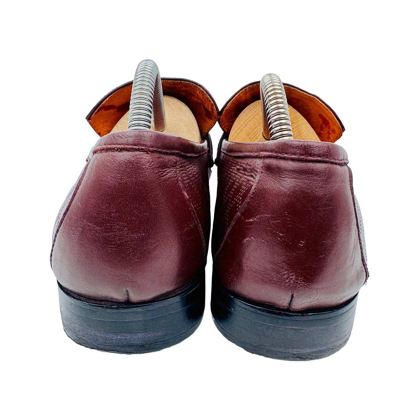 Hermes Burgundy Dotted Leather Loafer Shoes (Size 42/42.5)