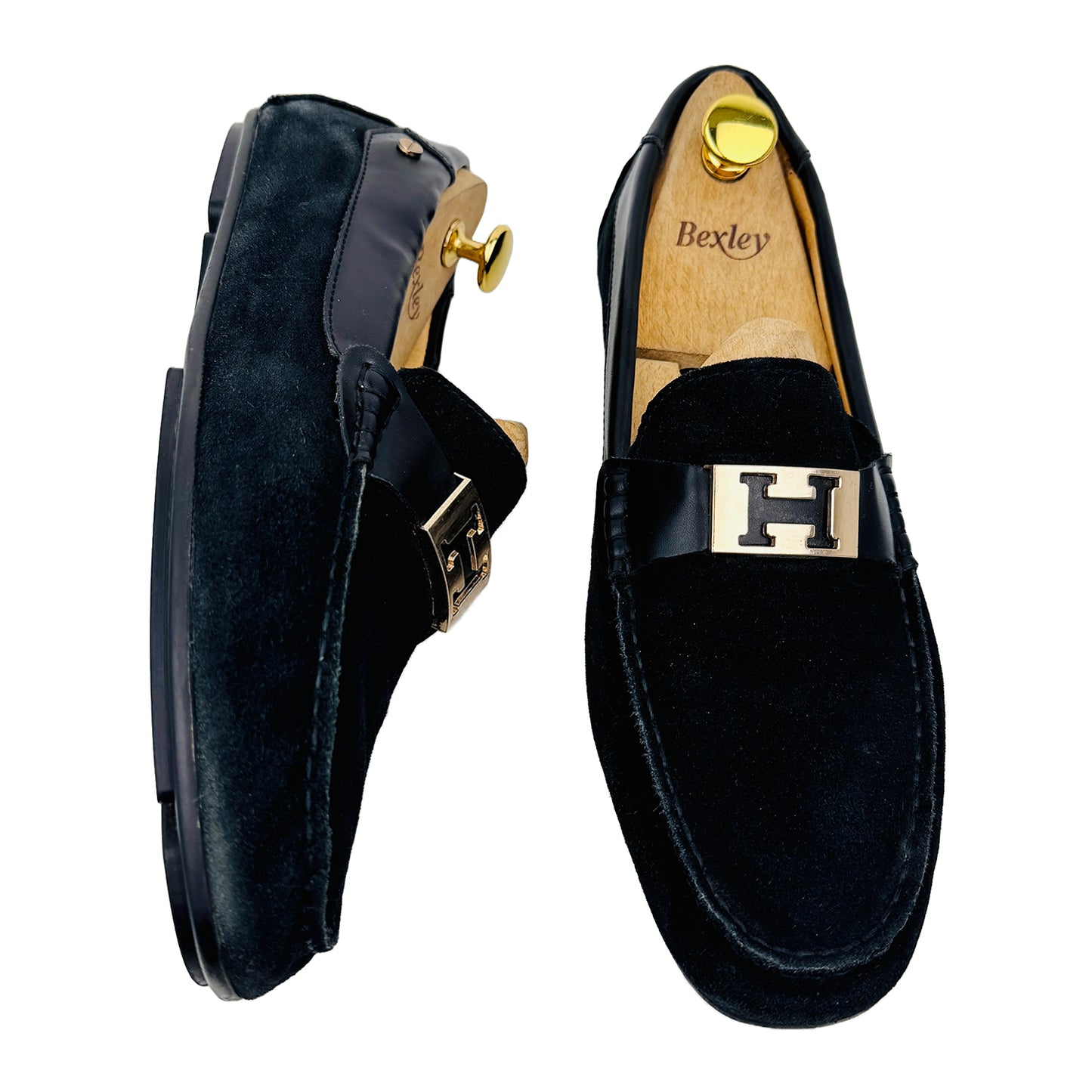 Hermes Men's Black Suede Loafers (Size 42.5/43)