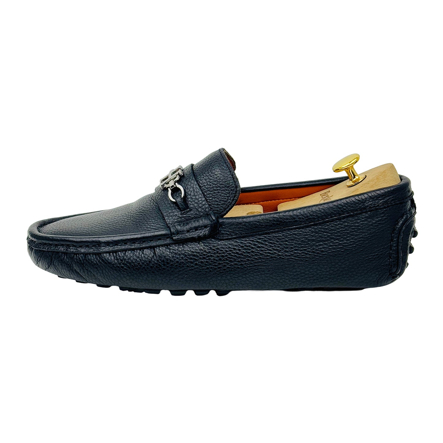 Hermes Men's Black With H Buckle Moccasins (Size 42.5/43)