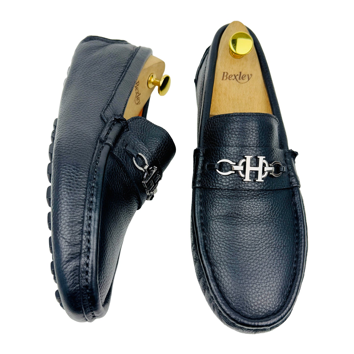 Hermes Men's Black With H Buckle Moccasins (Size 42.5/43)