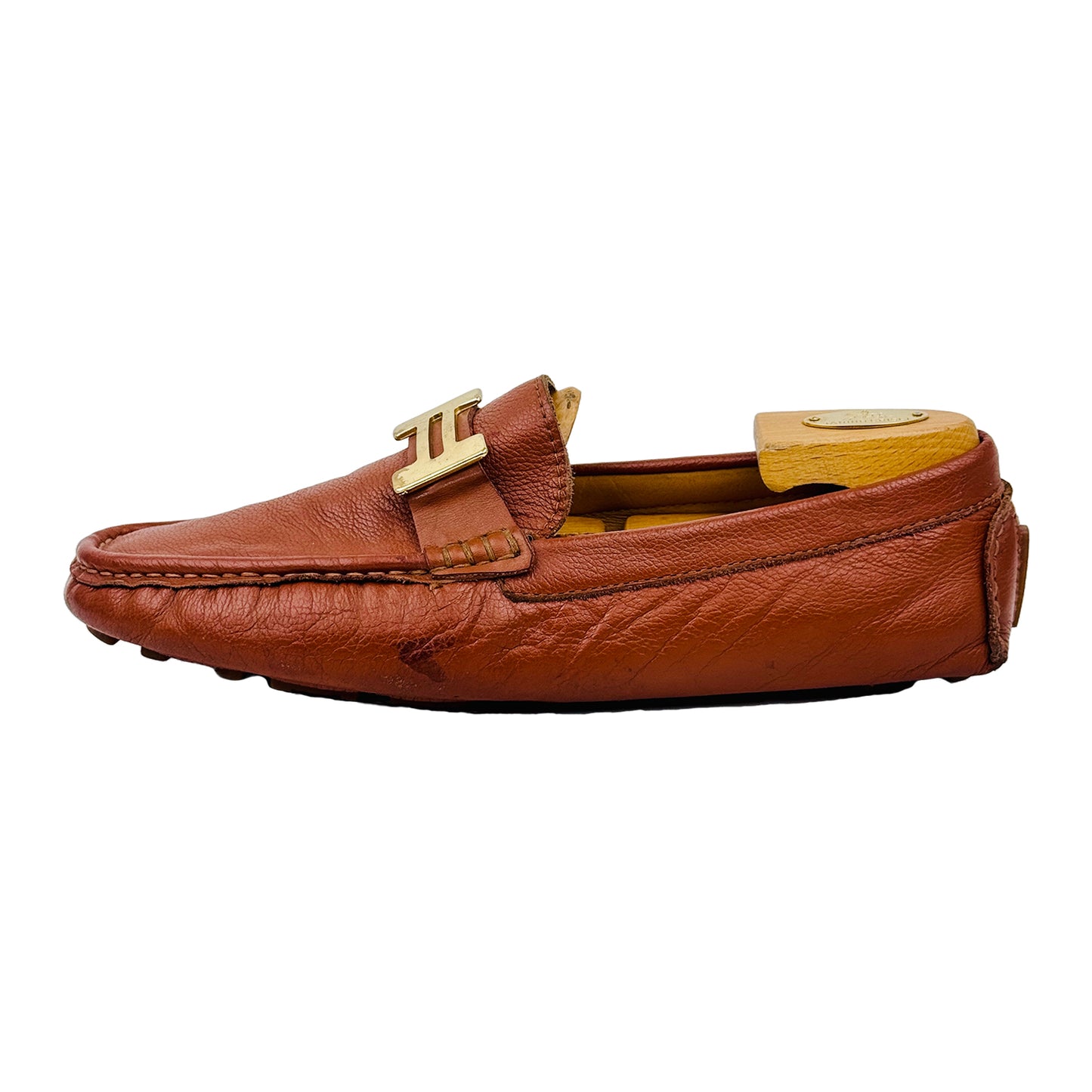 Hermes Men's Mustard Leather Loafers (Size 42.5)