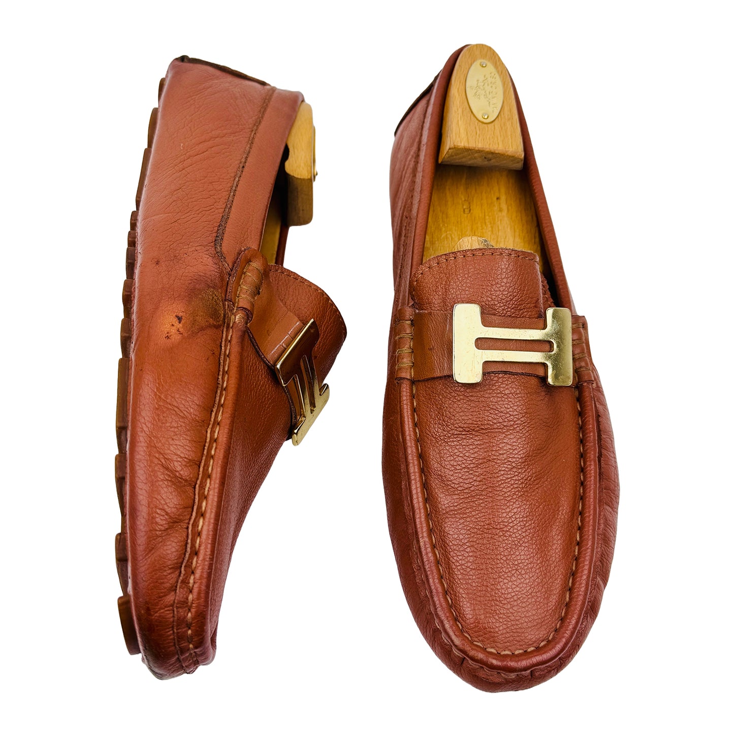 Hermes Men's Mustard Leather Loafers (Size 42.5)
