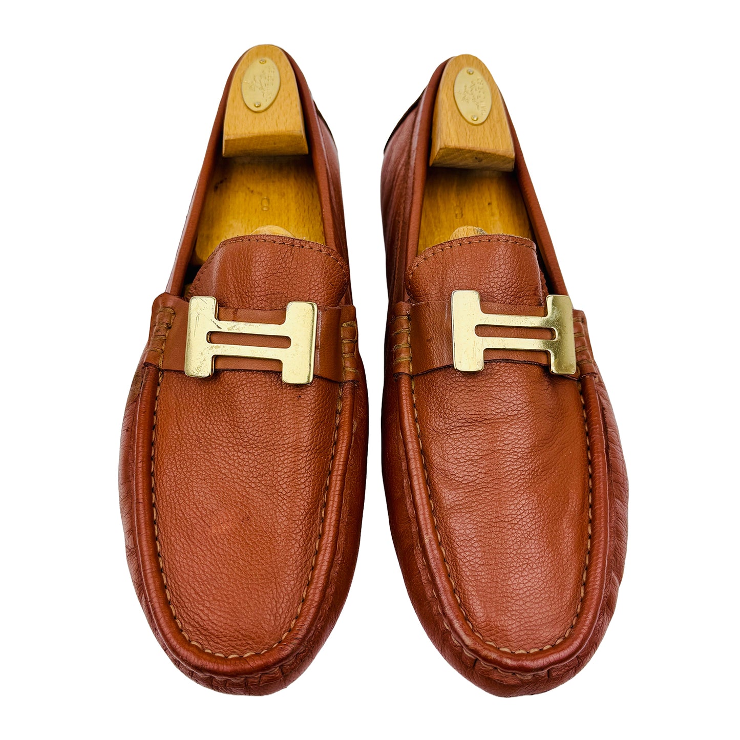 Hermes Men's Mustard Leather Loafers (Size 42.5)