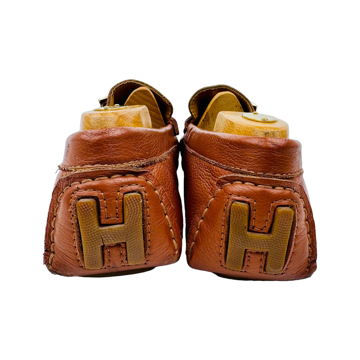 Hermes Men's Mustard Leather Loafers (Size 42.5)
