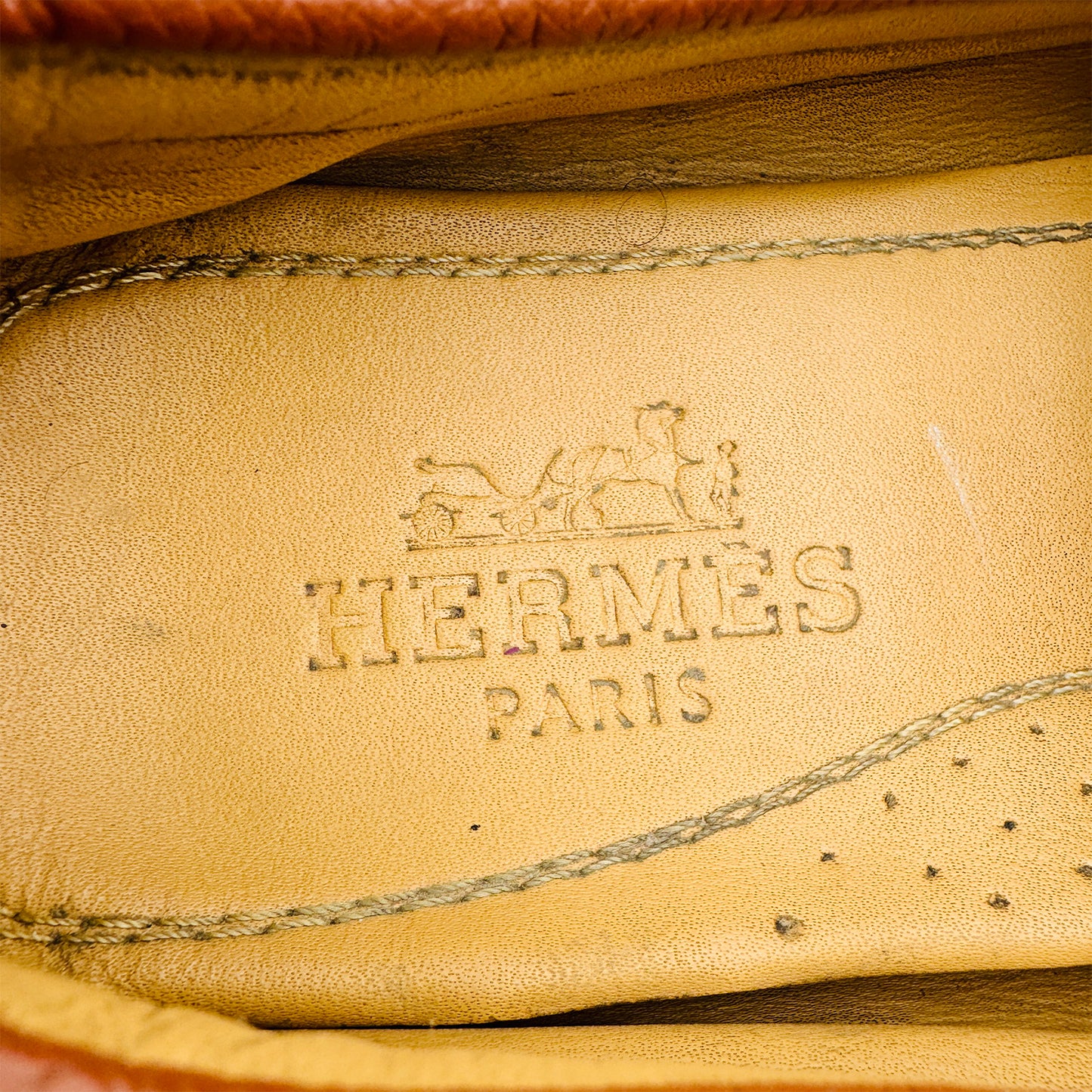 Hermes Men's Mustard Leather Loafers (Size 42.5)