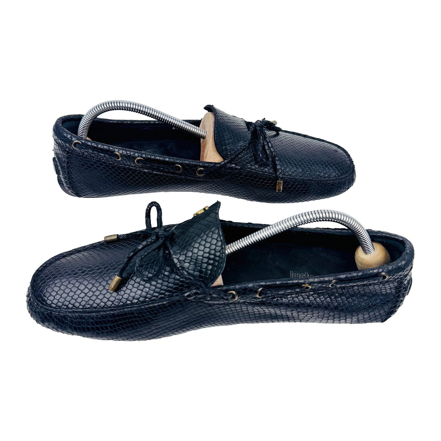Just Cavalli Snake Effect Black Loafers (Size 45)