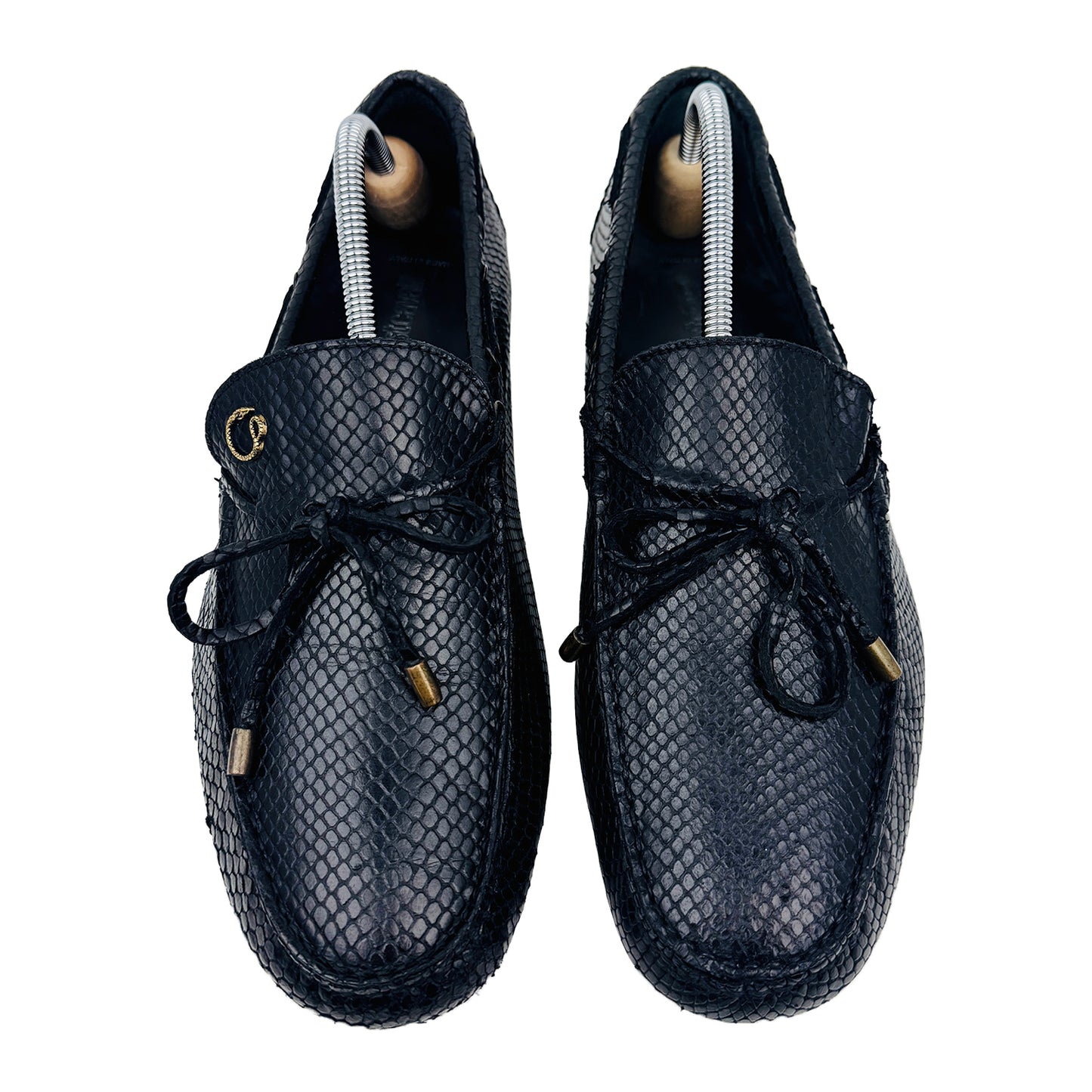 Just Cavalli Snake Effect Black Loafers (Size 45)