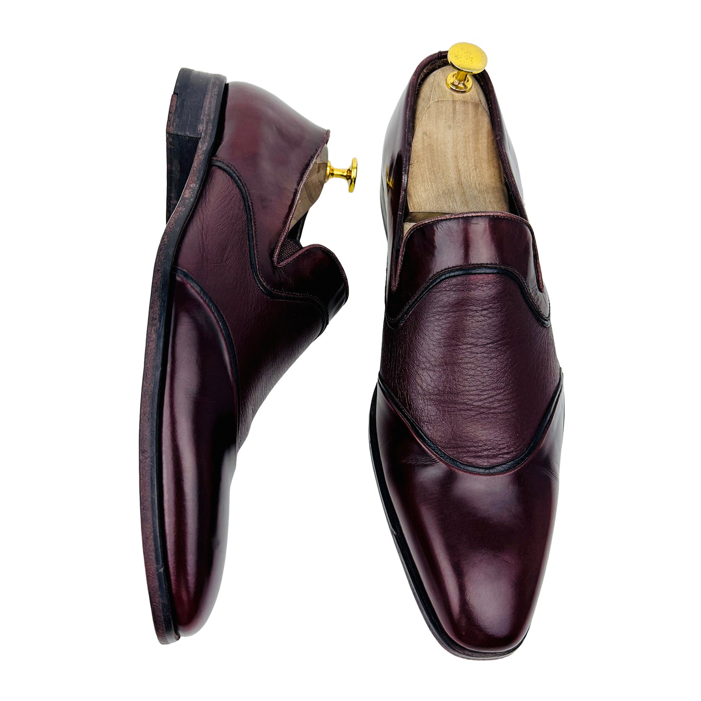 Mezlan Men's Cap Toe Burgundy Loafer Shoes (Size 44/44.5)