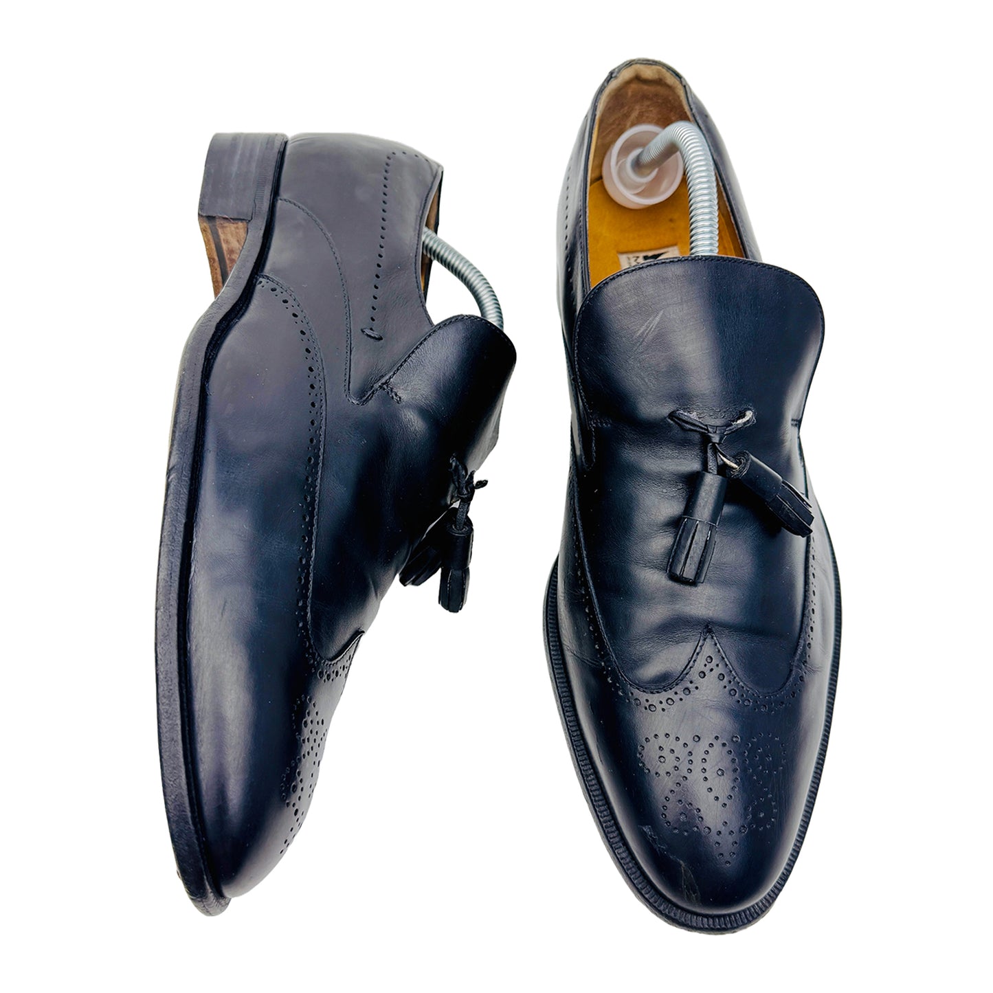 Moreschi Men's Black Leather Flats Tussel Shoes (Size 44/44.5)