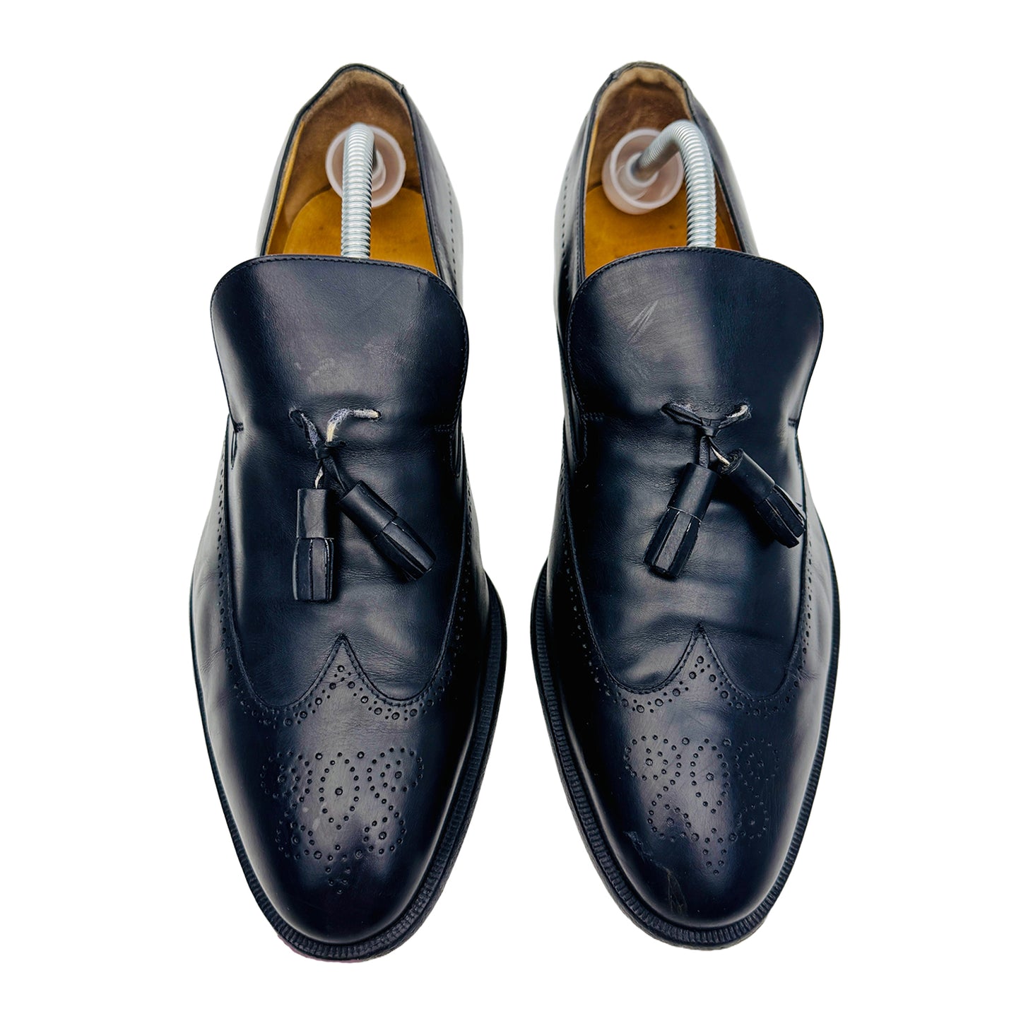 Moreschi Men's Black Leather Flats Tussel Shoes (Size 44/44.5)