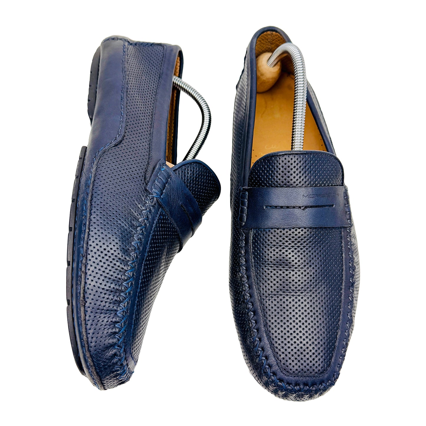 Moreschi Men's Caracas Perforated Nubuck Loafer Shoes (Size 44)