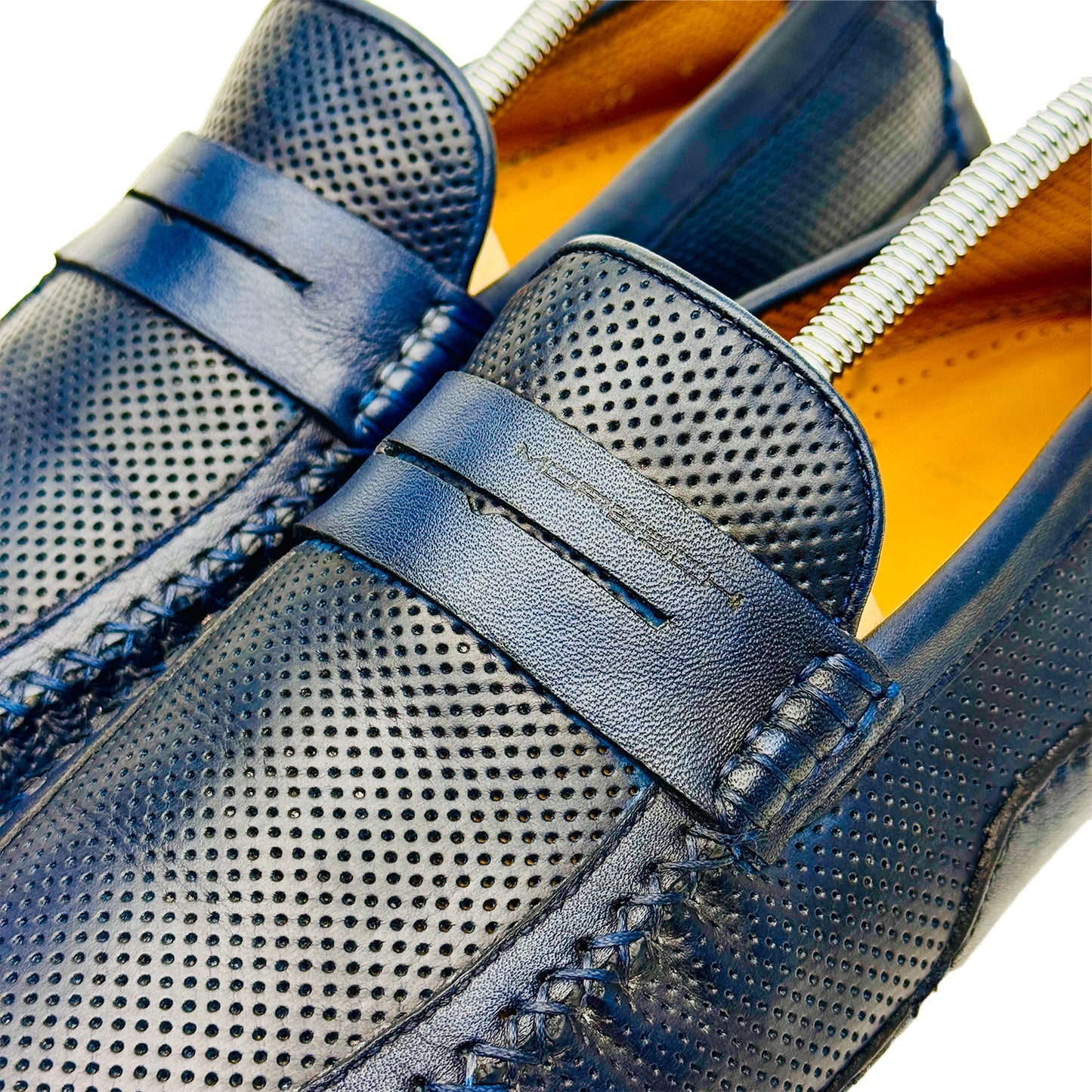 Moreschi Men's Caracas Perforated Nubuck Loafer Shoes (Size 44)