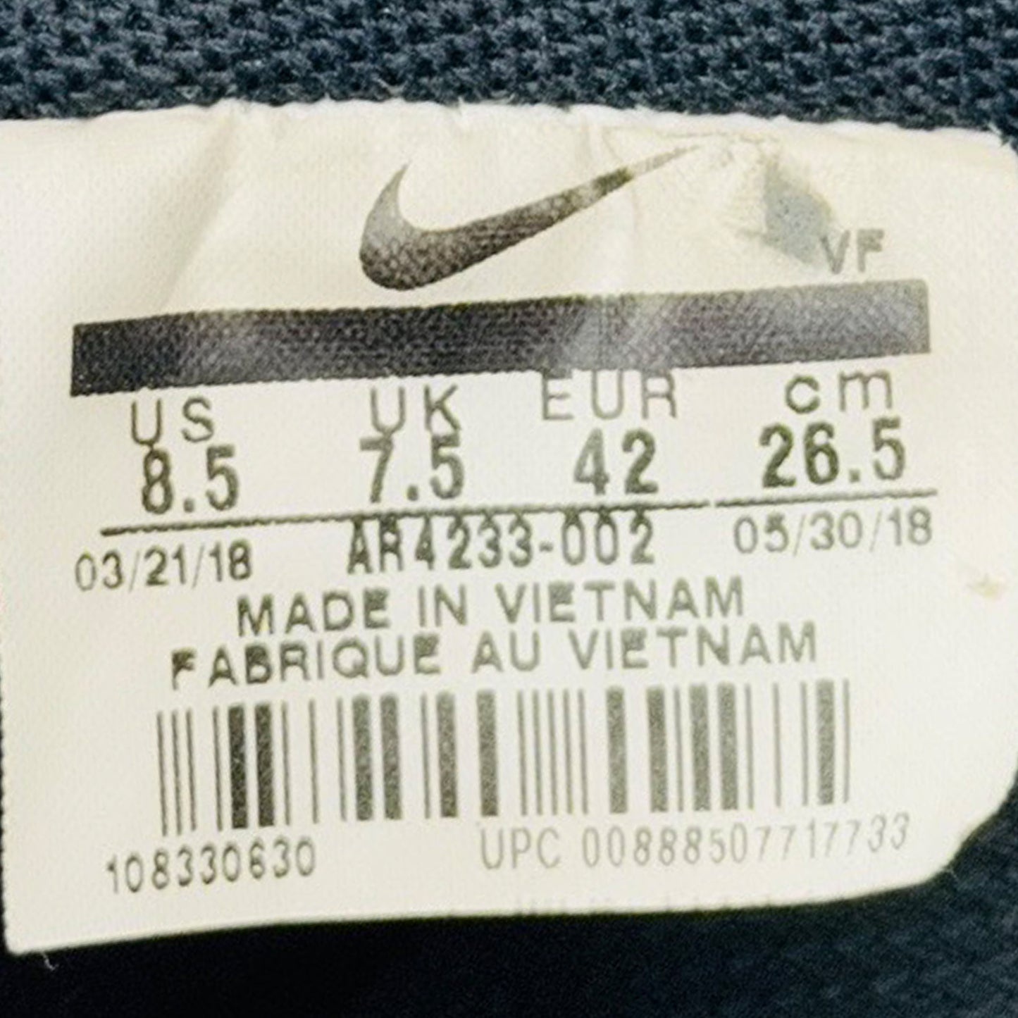 Nike Air Force 1 '07 Black Shoes (Size 42/42.5) - AR4233-002