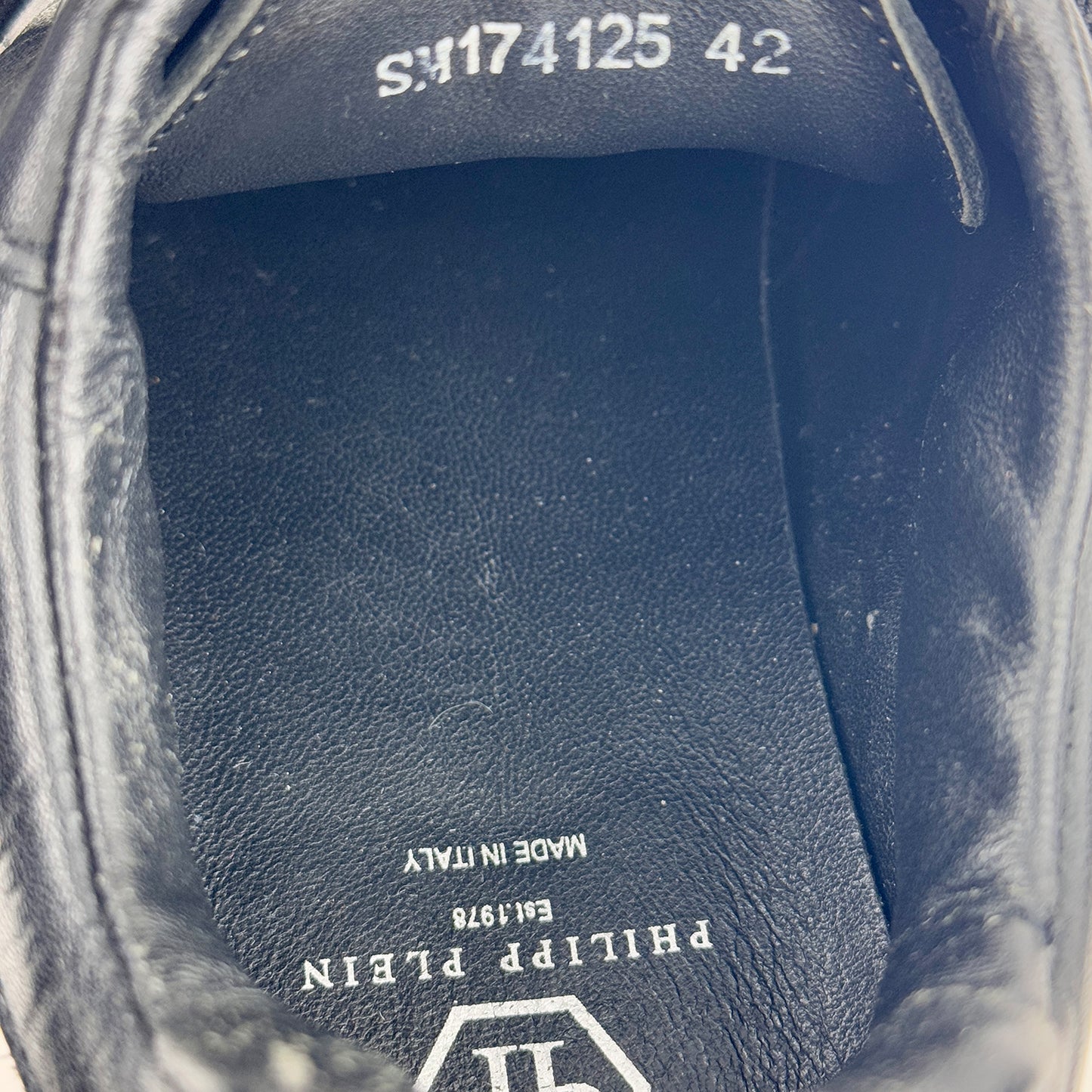 Philipp Plein Men's Black Leather Skull Shoes (Size 42)