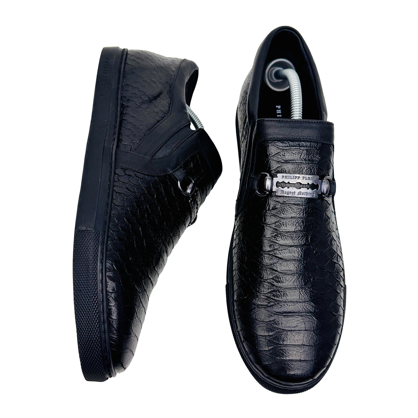 Philipp Plein Python Black Lo-Top Slip On Shoes (Size 44)
