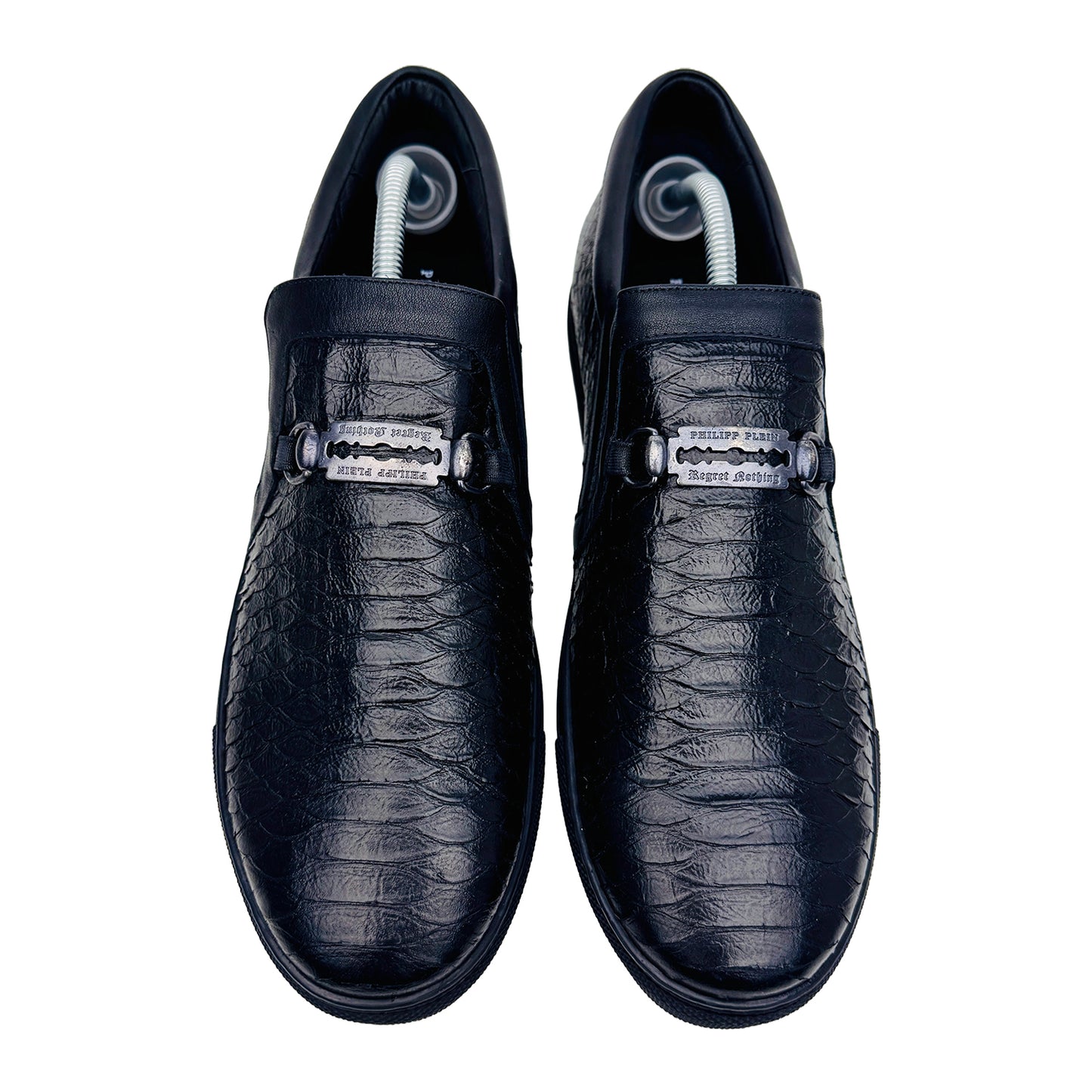 Philipp Plein Python Black Lo-Top Slip On Shoes (Size 44)