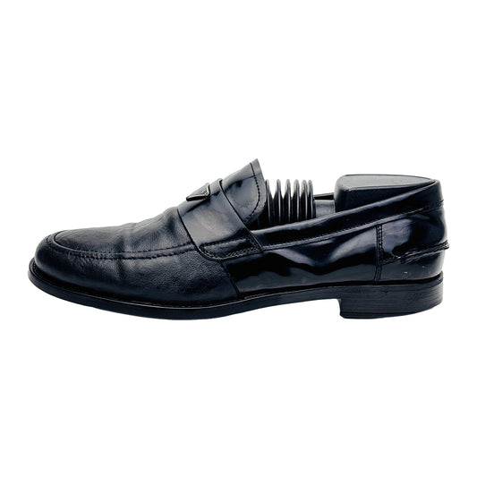 Prada Men's Black Brushed Leather Loafer Shoes (Size 41/41.5)
