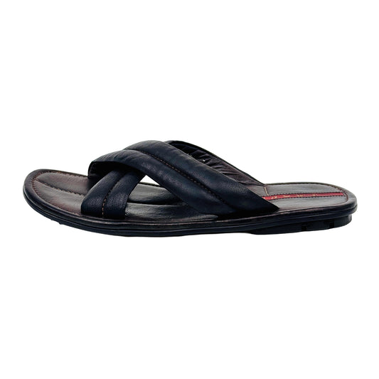 Prada Men's Leather Crisscross Brown Slippers (Size 41/41.5)