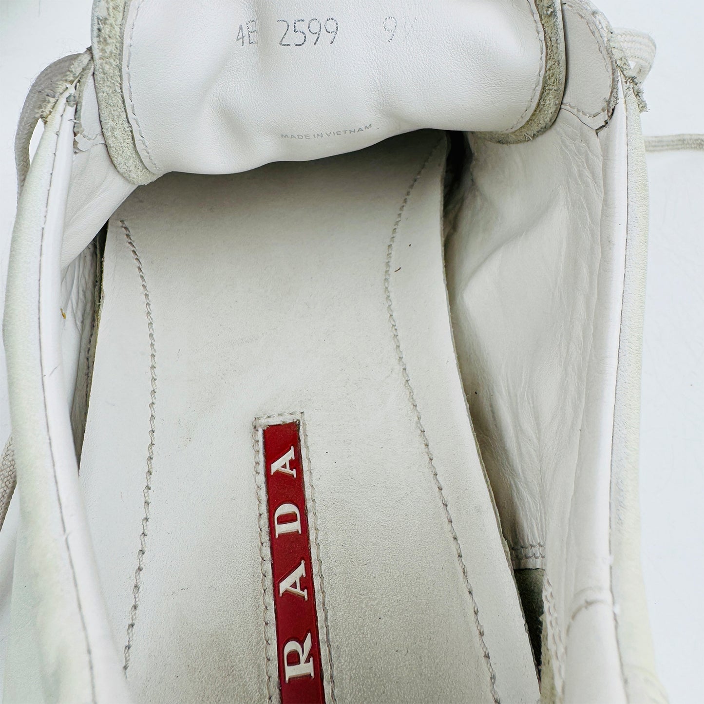 Prada Men's Low Top Sport White Sneaker Shoes (Size 44/44.5)