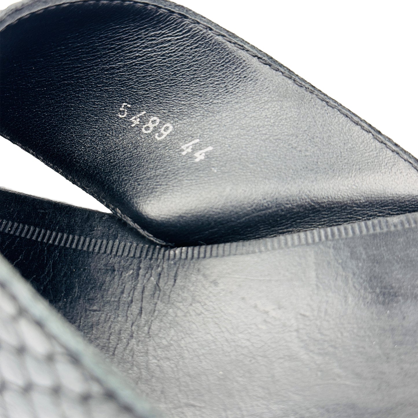 Roberto Cavalli Snake-Embossed Crossband Slippers (Size 43.5/44) - 5489