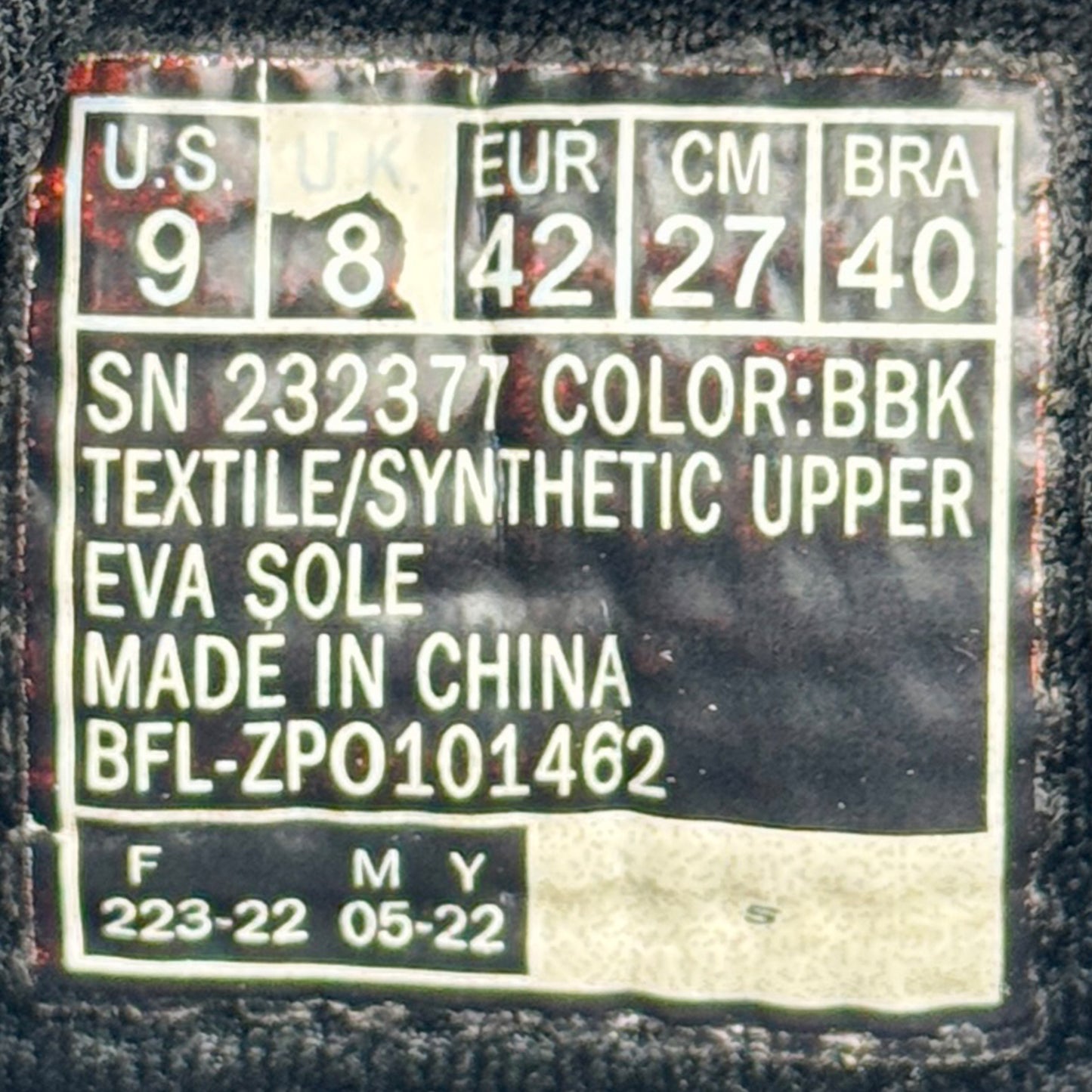 Skechers Bounder Intread Shoes (Size 42/42.5) - 232377 BBK