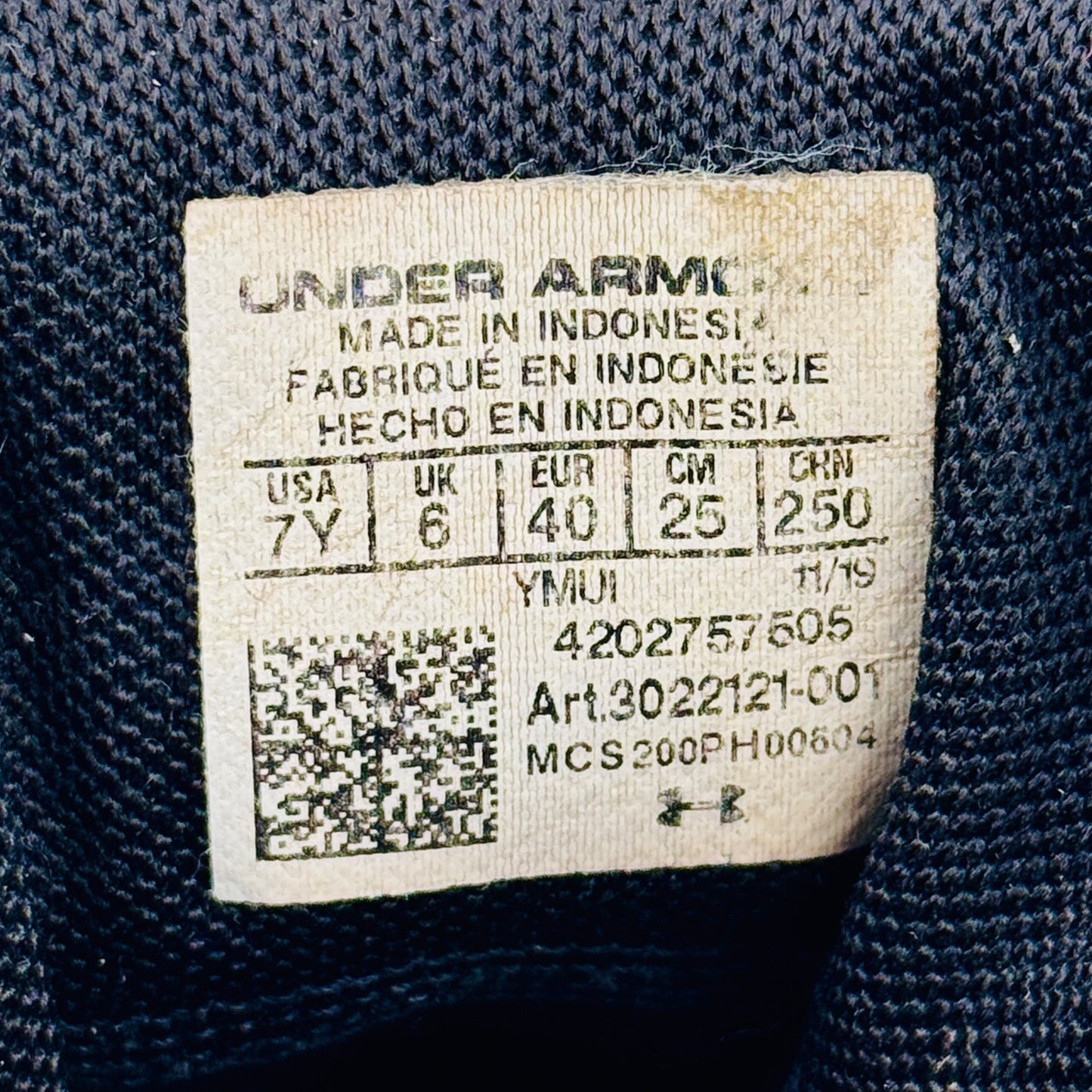 Under Armour UA GS Jet 2019 Black Shoes (Size 40) - 3022121-001
