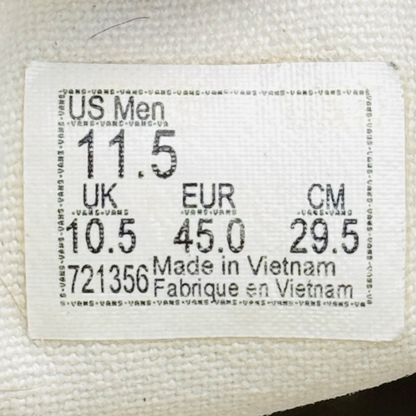 Vans Classic Checkboard Shoes (Size 45) - 721356