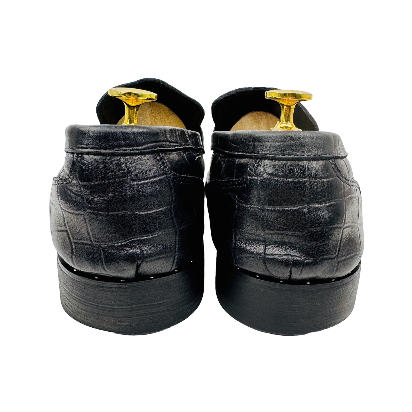 Versace Crocodile Black Leather Loafer Shoes (Size 43.5/44)