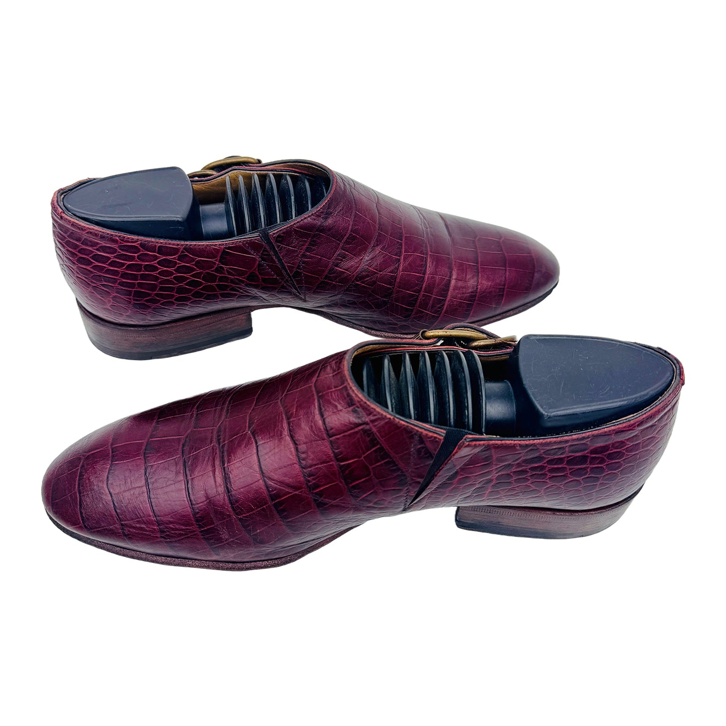 Versace Crocodile Leather Burgundy Loafer Shoes (Size 40.5/41)