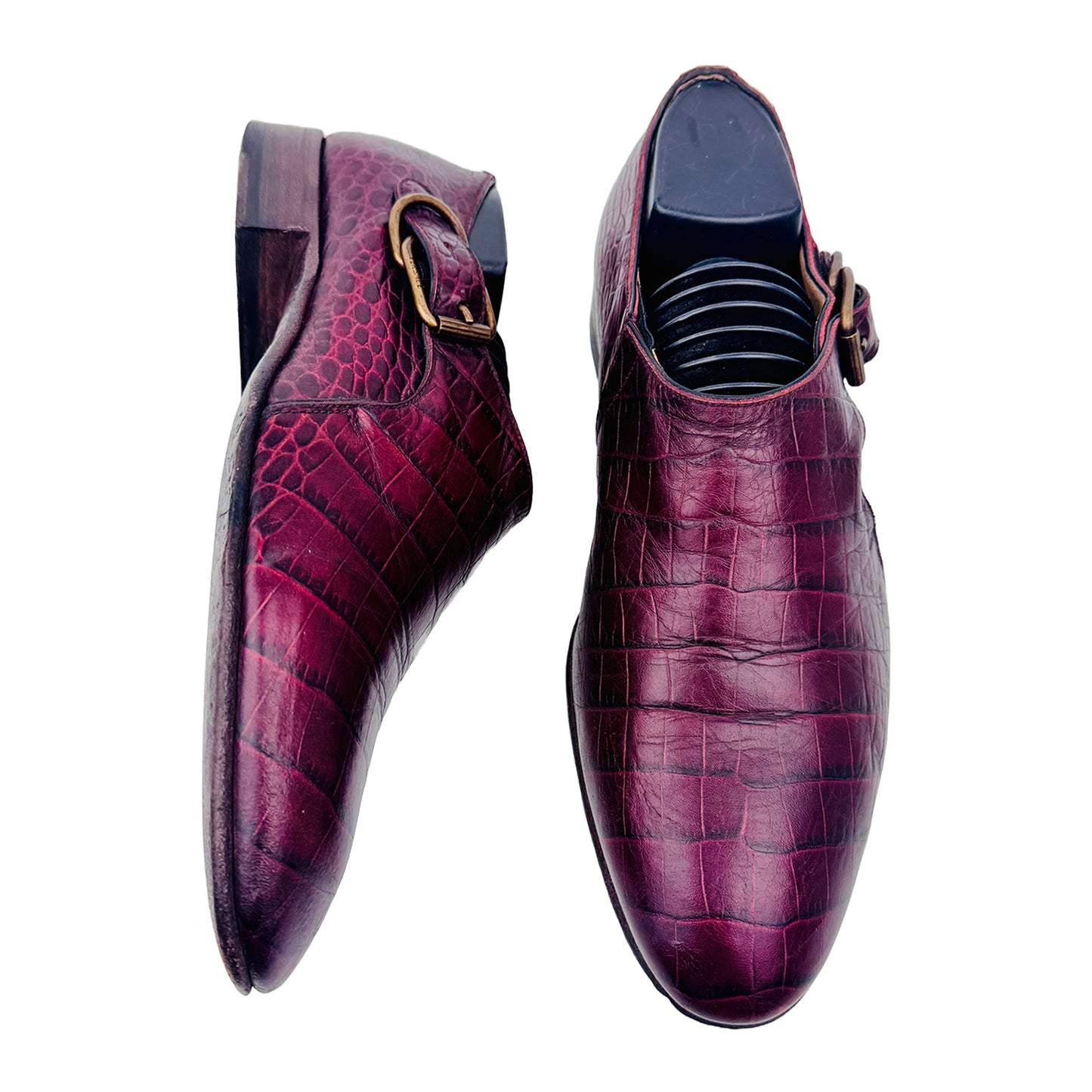Versace Crocodile Leather Burgundy Loafer Shoes (Size 40.5/41)