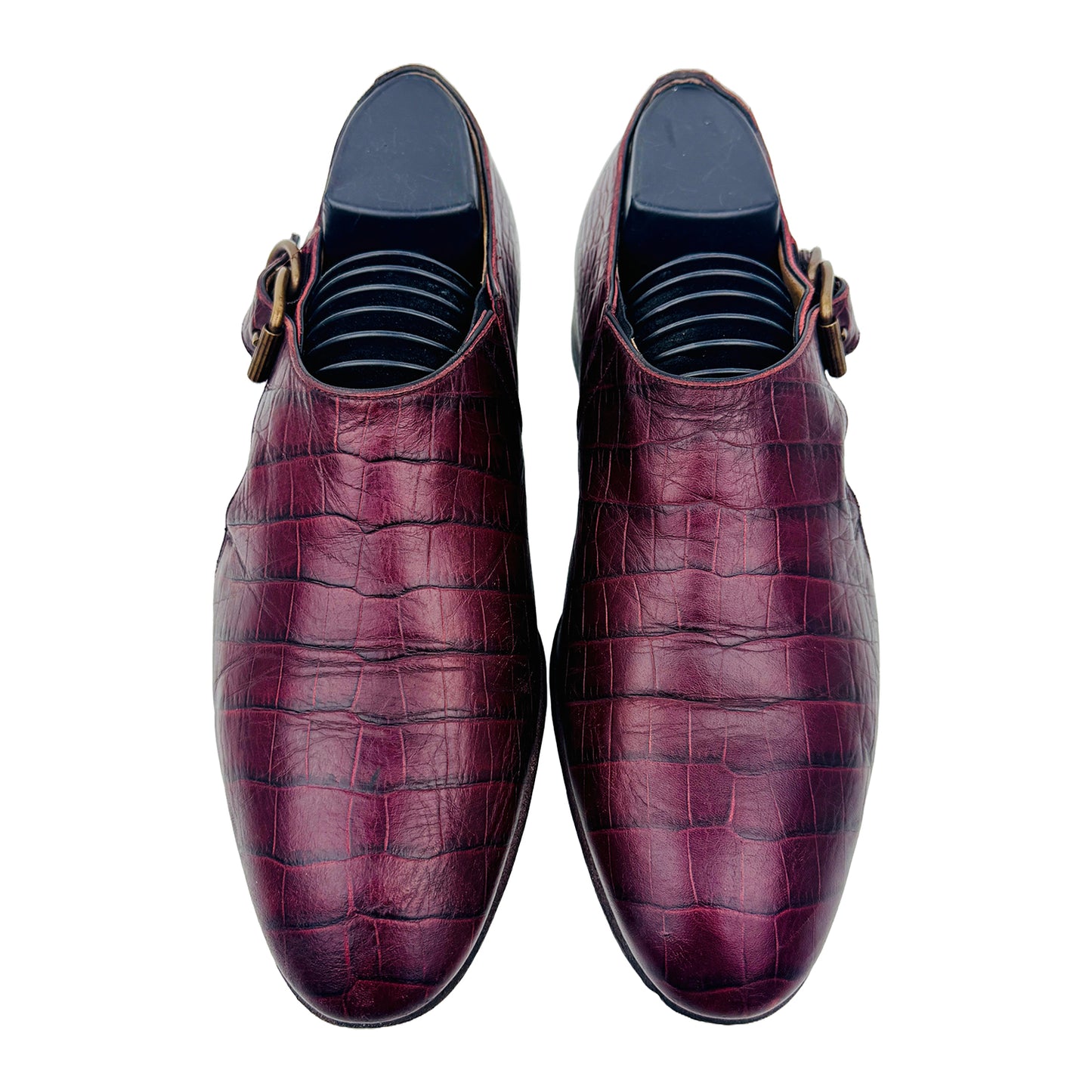 Versace Crocodile Leather Burgundy Loafer Shoes (Size 40.5/41)