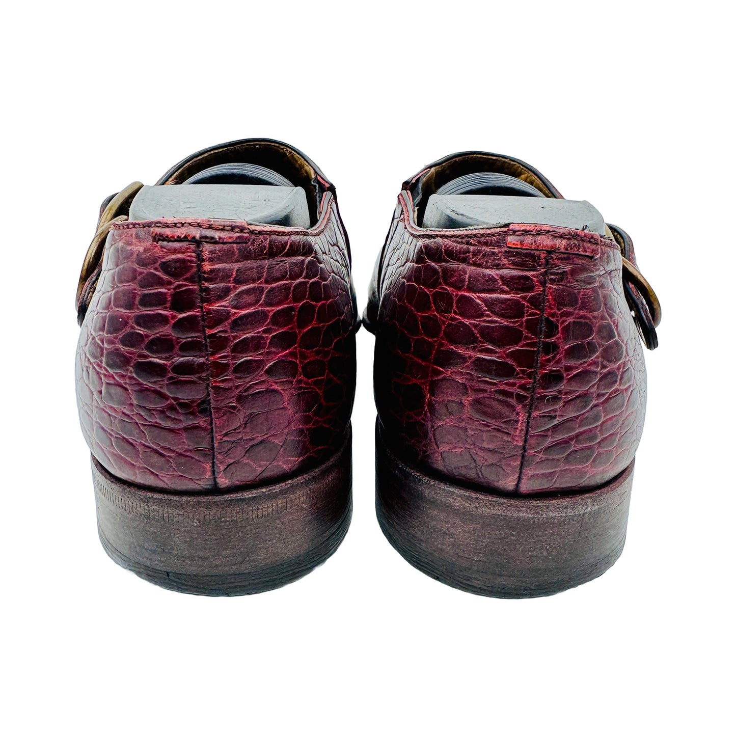 Versace Crocodile Leather Burgundy Loafer Shoes (Size 40.5/41)