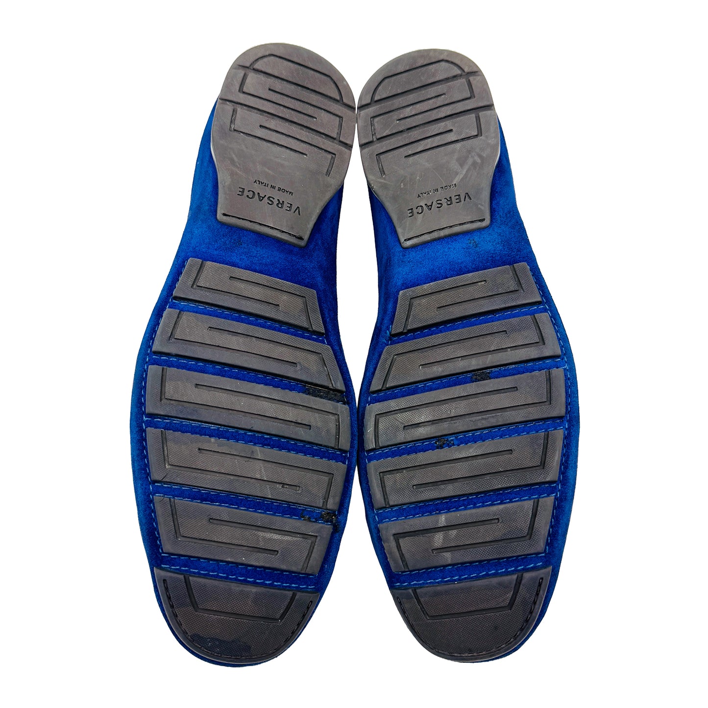 Versace Driver Wsilvertone Medusa Head Blue Shoes (Size 44)