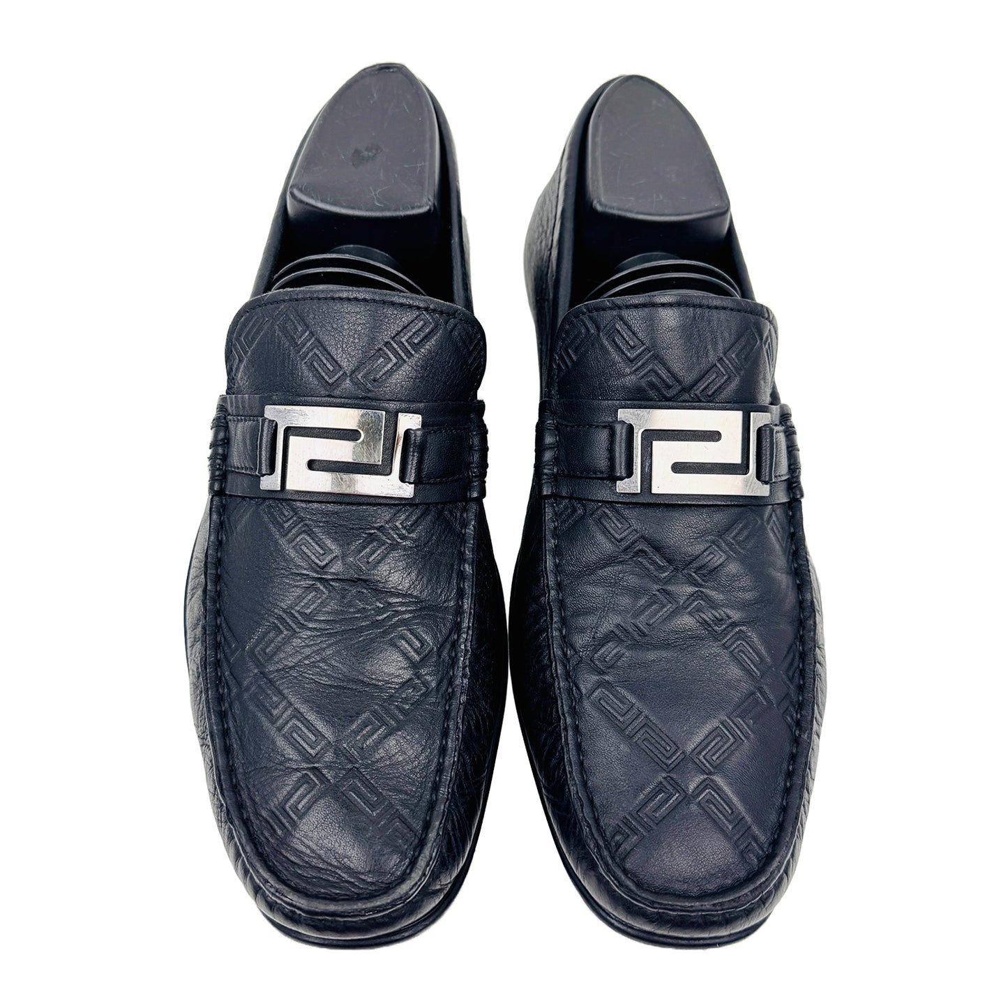 Versace Men's Leather Black Moccasin Shoes (Size 39/40)