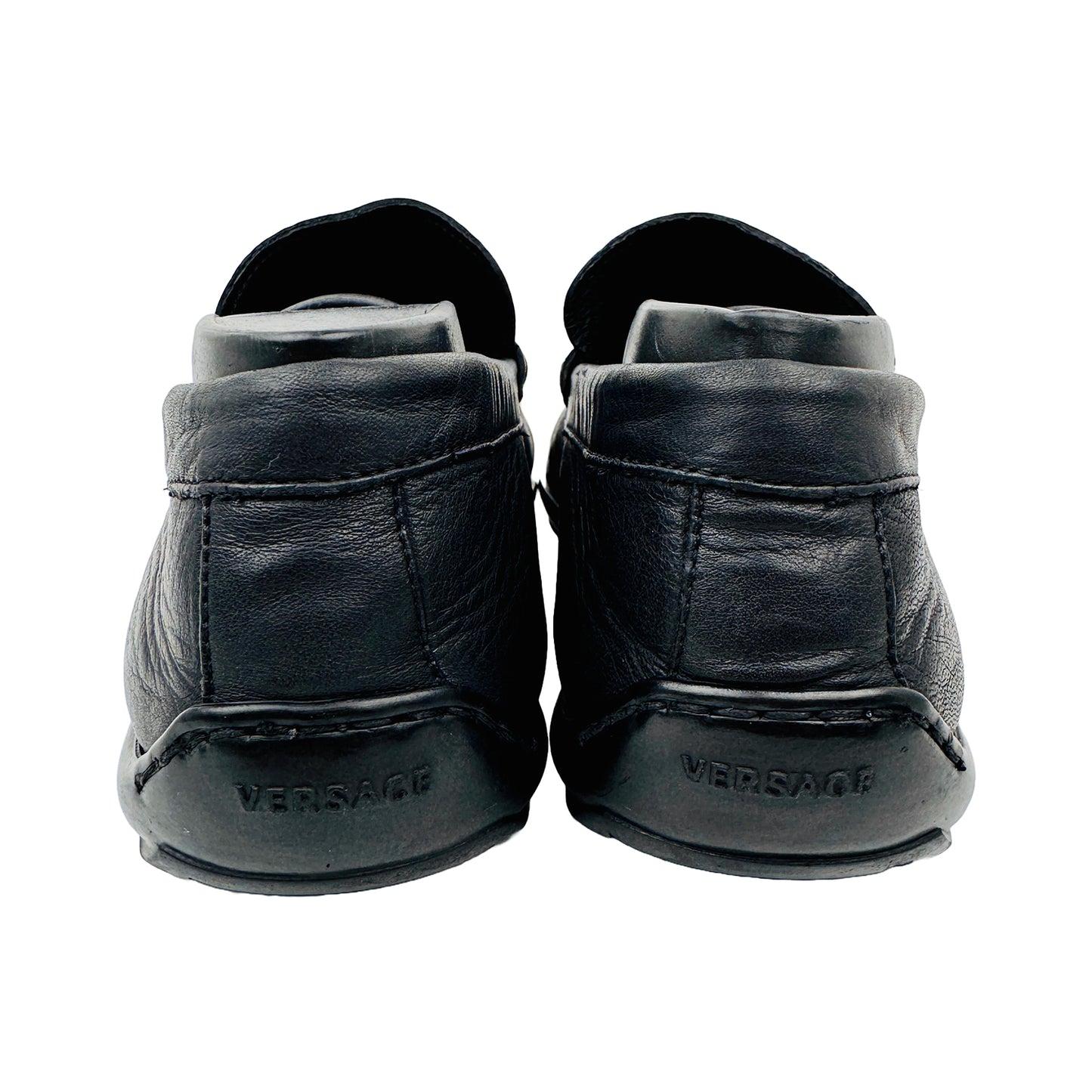Versace Men's Leather Black Moccasin Shoes (Size 39/40)