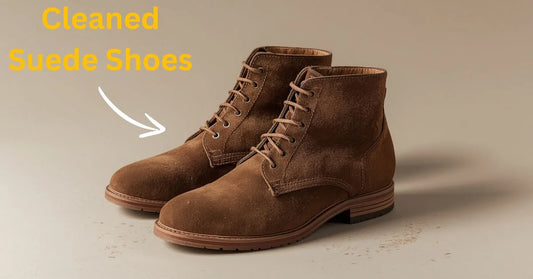 Brown suede ankle boots with visible dirt and scuffs