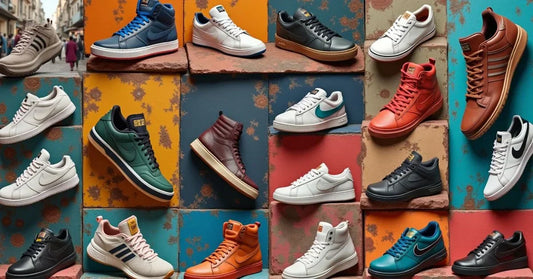 Collage showing sports, casual, and formal shoes representing Pakistan’s top footwear brands in 2025.
