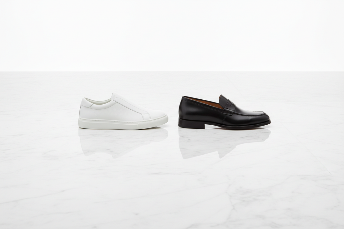 Overhead symmetrical shot on white marble — clean, premium, and minimal.