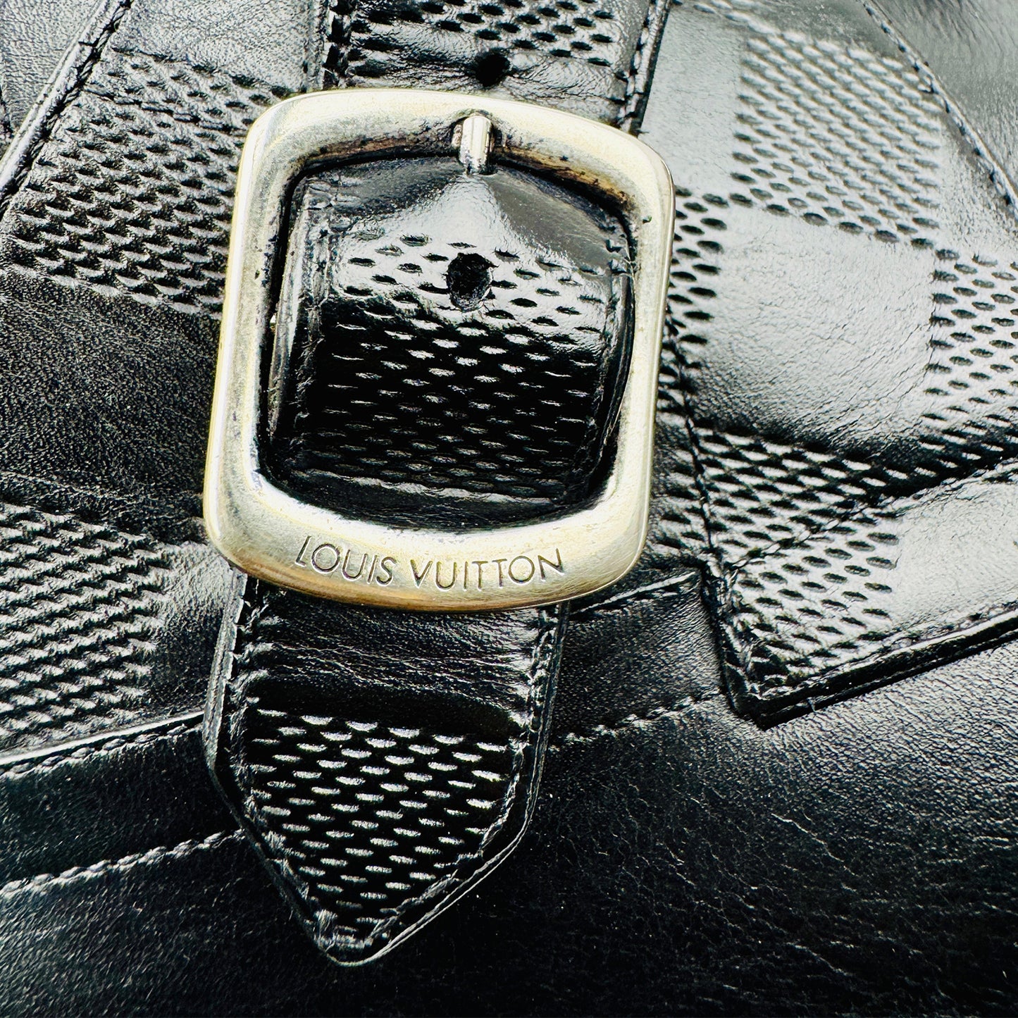 Louis Vuitton District Black Damier Embossed Shoes (Size 44)