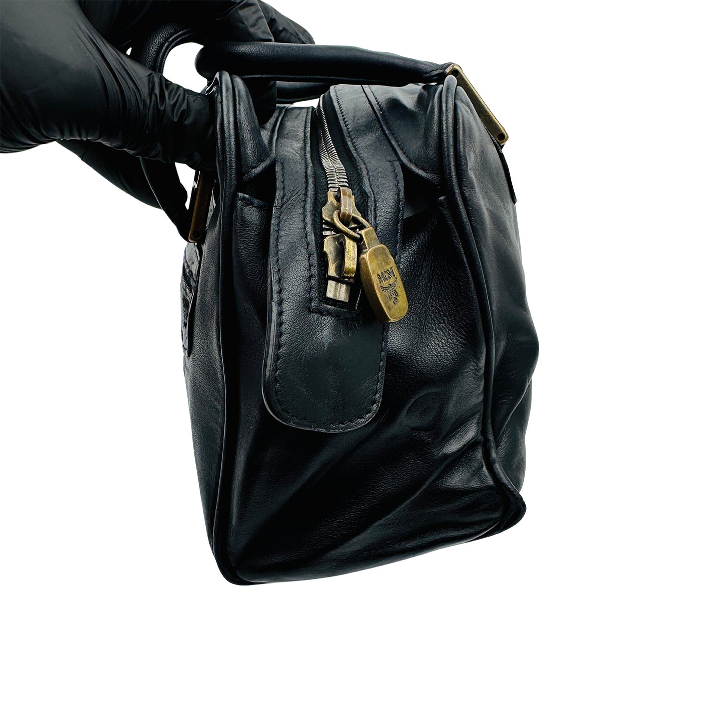 MCM Black Boston Leather Shoulder Bag
