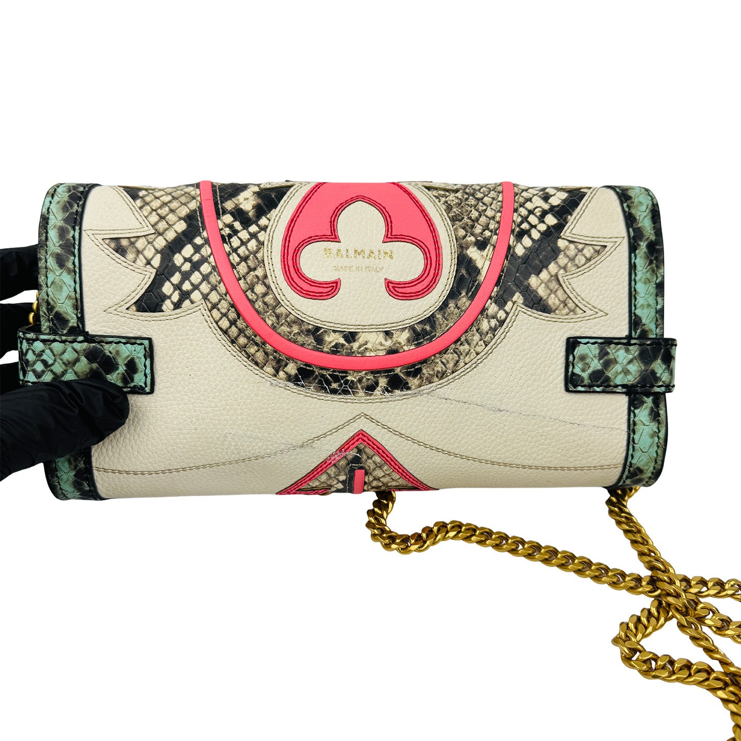 Balmain B-Buzz 23 Patchwork Leather Clutch Bag