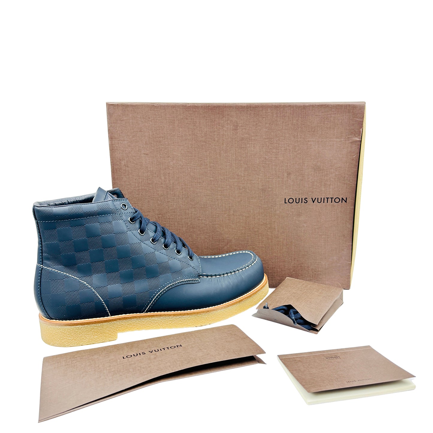 Louis Vuitton Sailor Damier Embossed Boots (Size 44) - FA0195