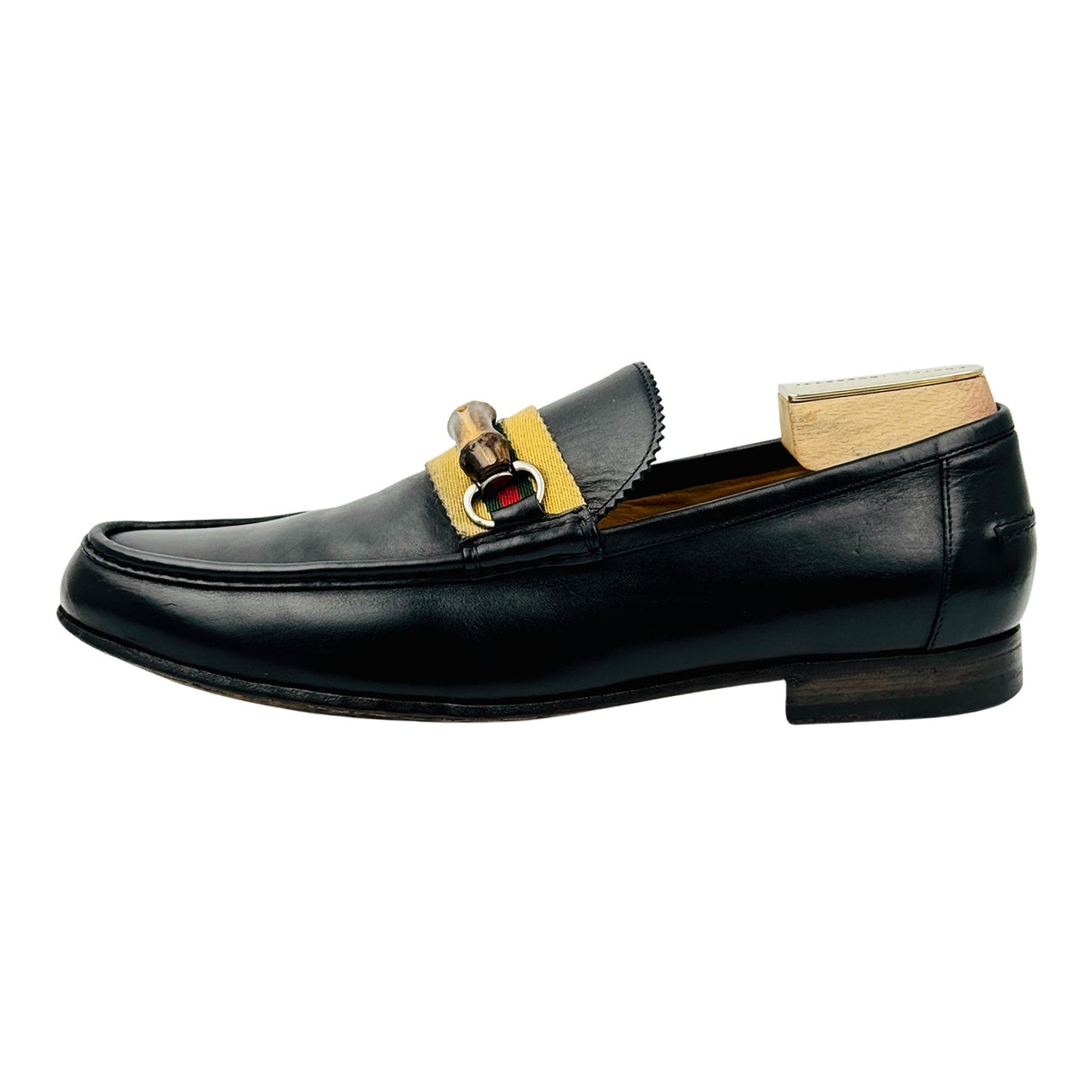 Gucci Men's Bamboo Horsebit Web Loafers (Size 44/44.5)