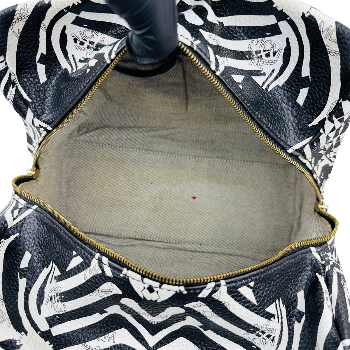 MCM Zebra Keana 'Black White' Boston Bag