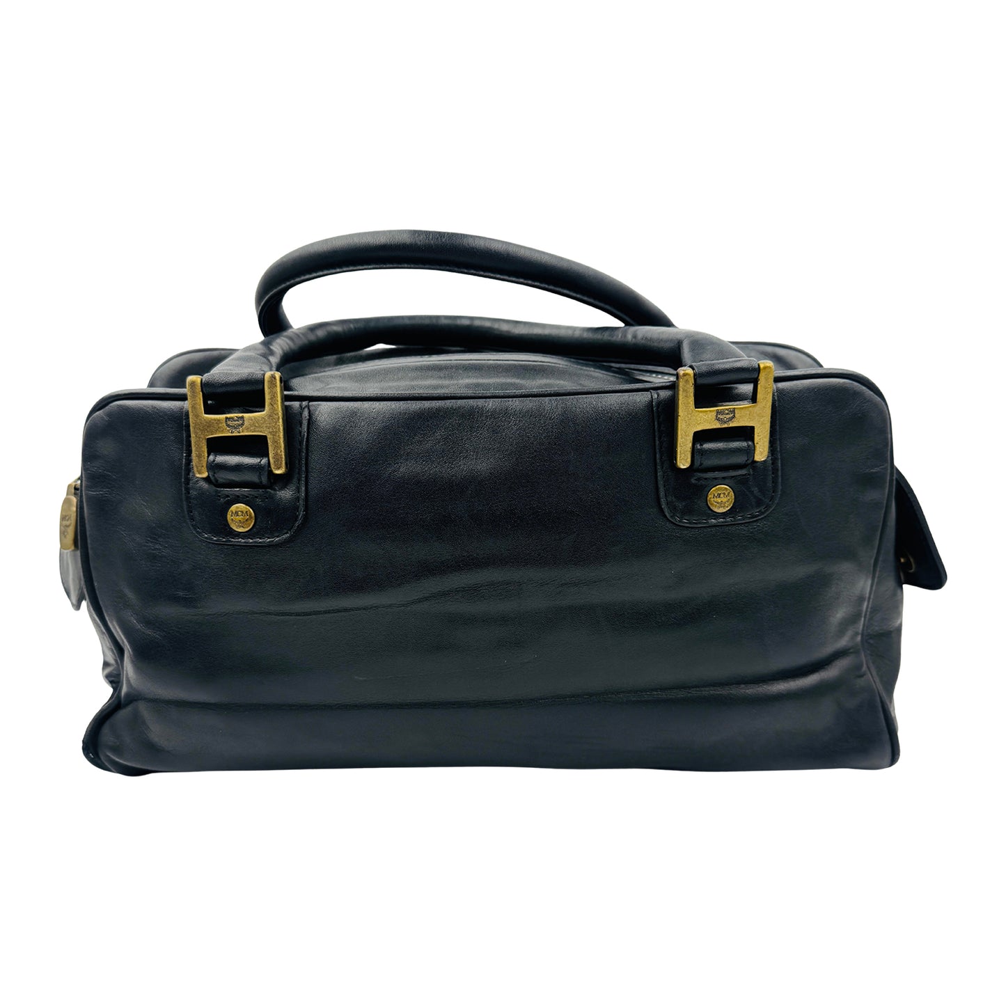 MCM Black Boston Leather Shoulder Bag