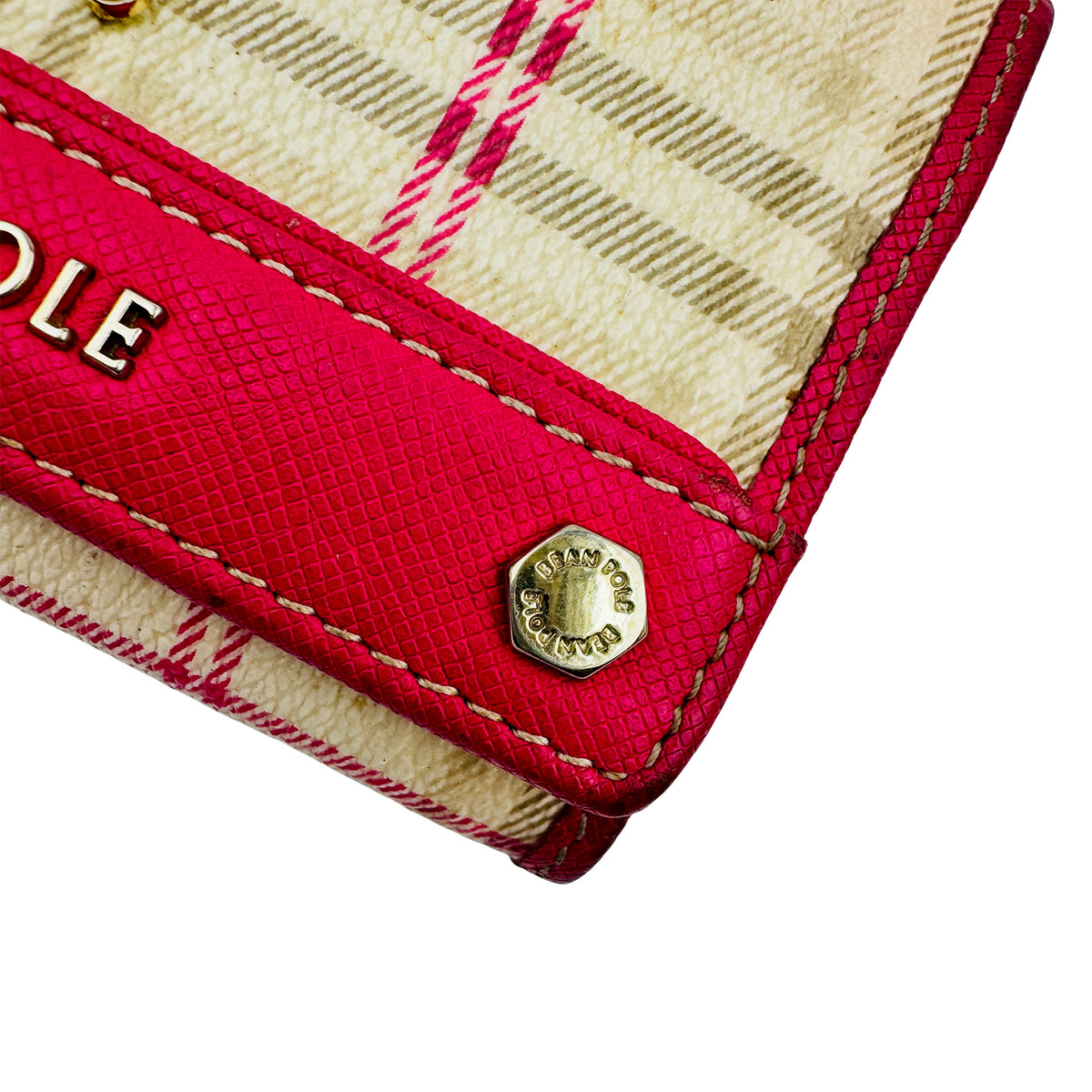 Bean Pole Hot Pink Checkered Key Holder Wallet